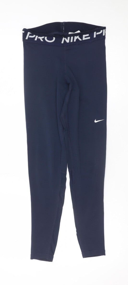 Nike Pro Dri-FIT Navy Women's S Ankle Leggings Stretch Athletic
