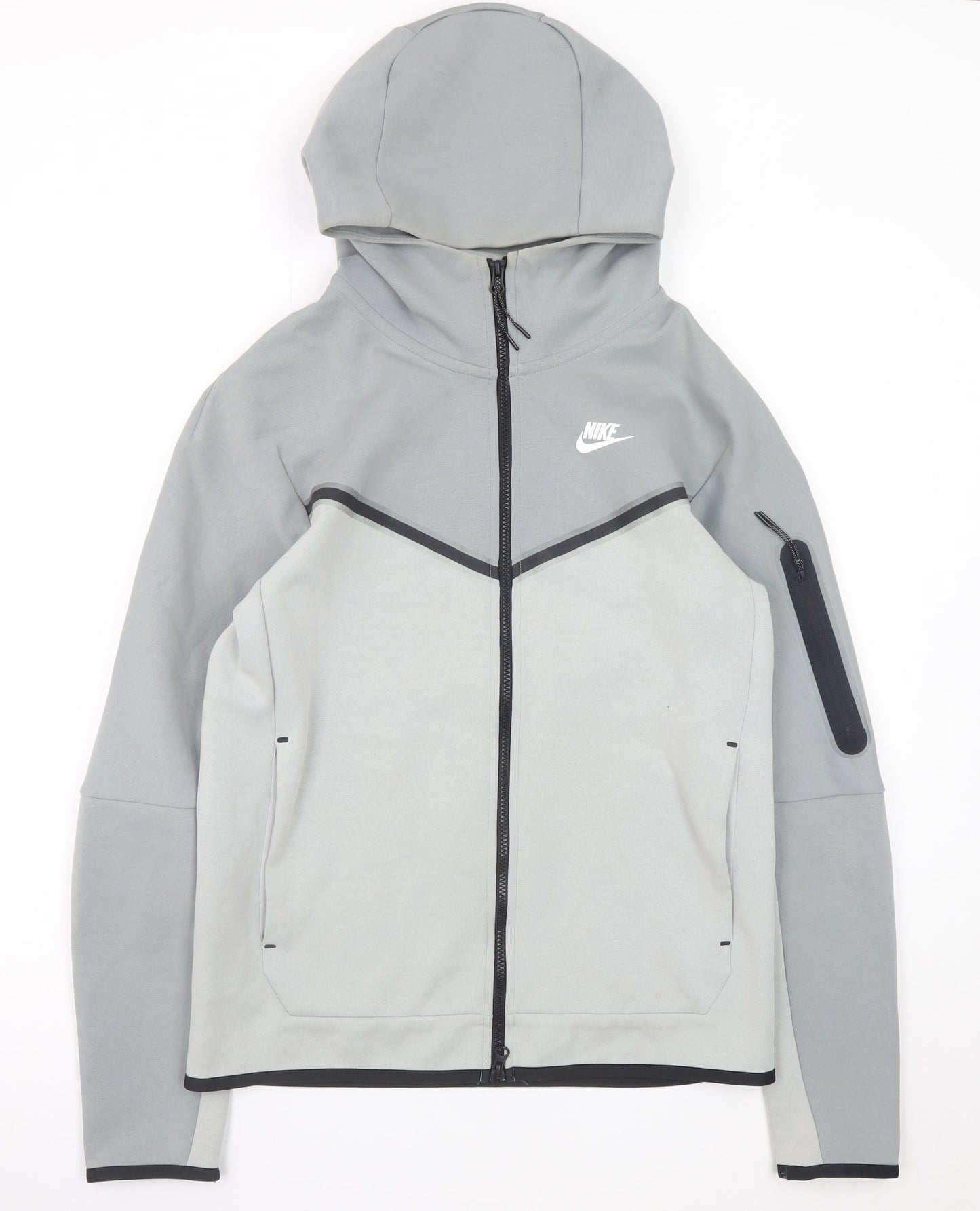 Nike Men's Grey Full Zip Hoodie Size S Lightweight Cotton