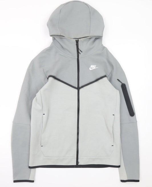 Nike Men's Grey Full Zip Hoodie Size S Lightweight Cotton