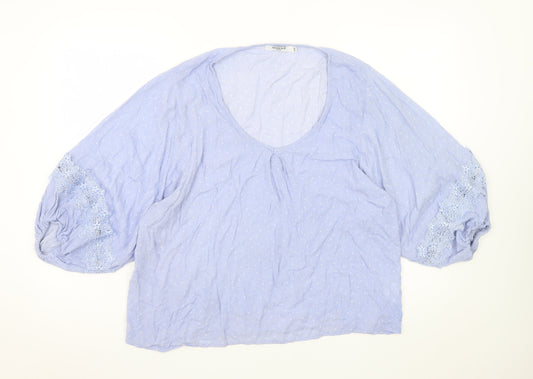 Sweewë Paris Womens Blue Polka Dot Cotton Boho Blouse S