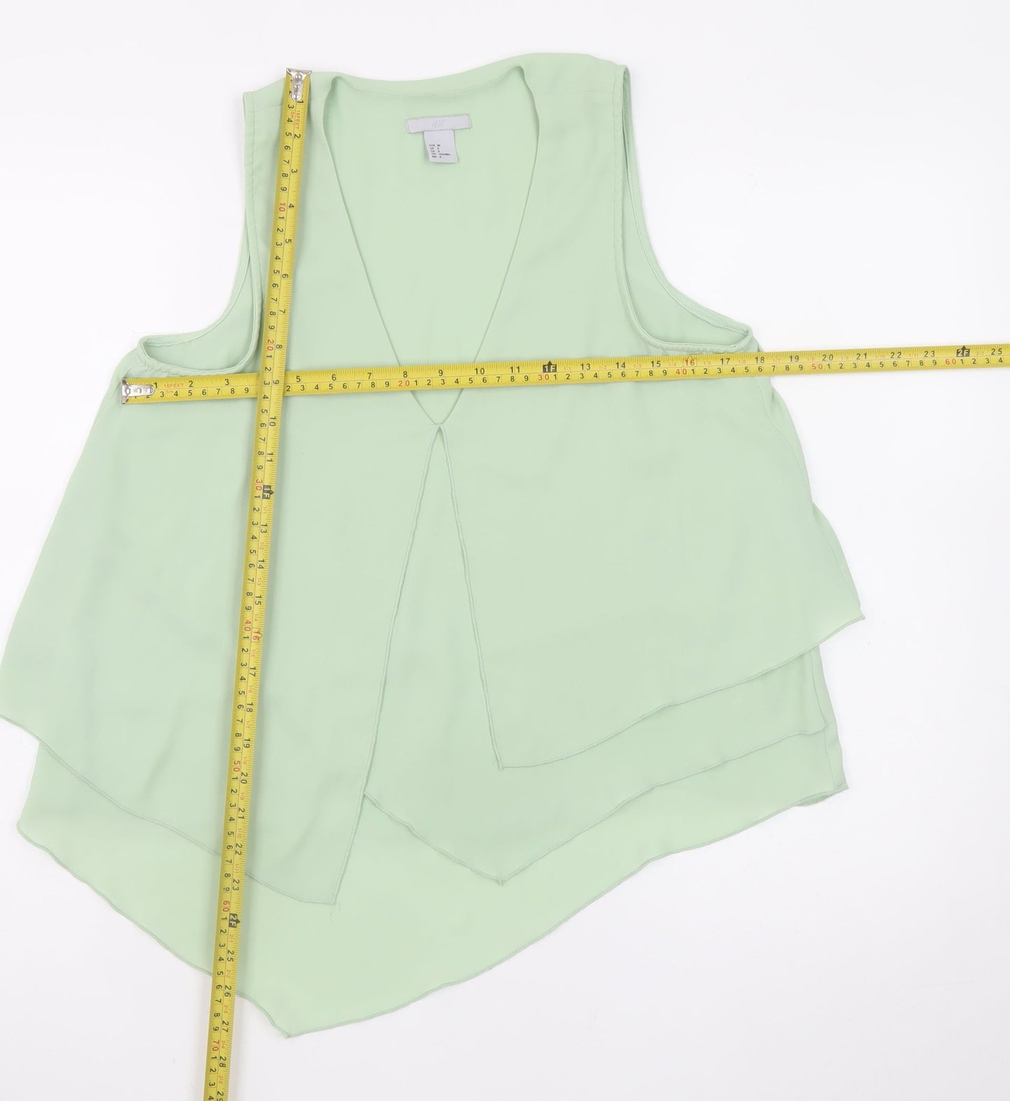 H&M Women Green Chiffon Sleeveless Camisole Tank Top Size 10