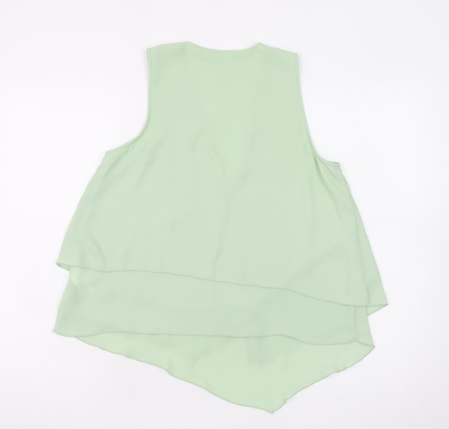 H&M Women Green Chiffon Sleeveless Camisole Tank Top Size 10