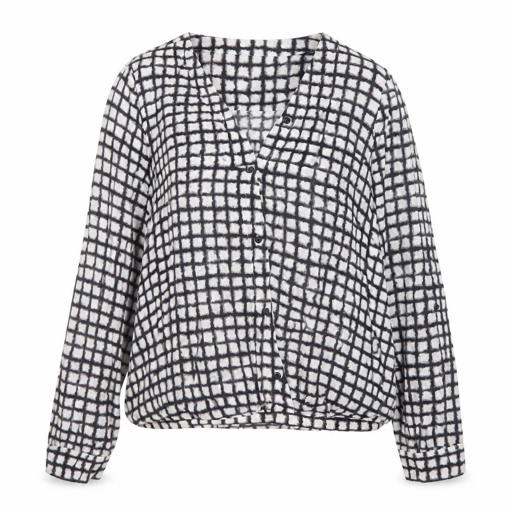 Next Women’s Black Checked Viscose Long Sleeve Blouse Size 12