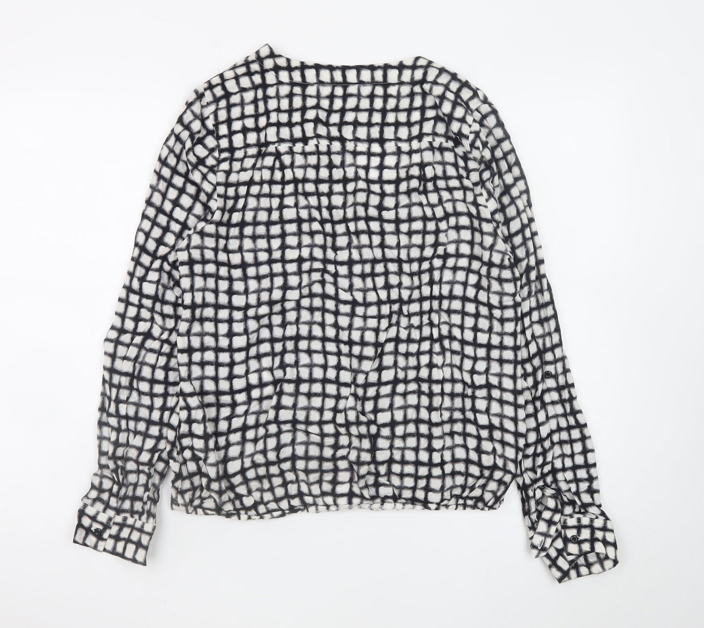 Next Women’s Black Checked Viscose Long Sleeve Blouse Size 12