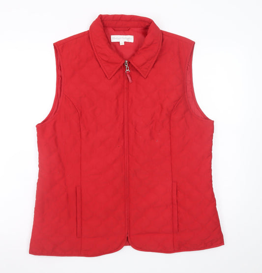 Clodagh Callaghan Women's Red Quilted Zip Waistcoat Size 18