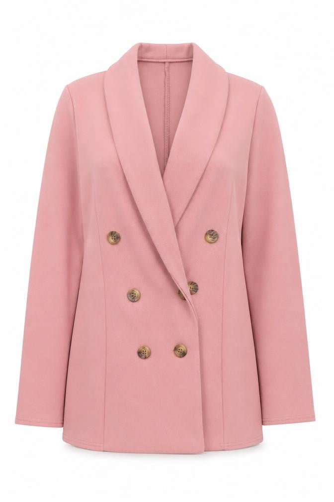 PrettyLittleThing Women’s Pink Double-Breasted Shawl Collar Blazer UK 8