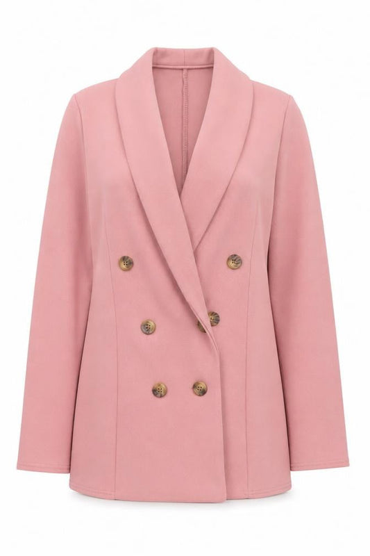PRETTYLITTLETHING Women’s Pink Double-Breasted Shawl Collar Blazer UK 8