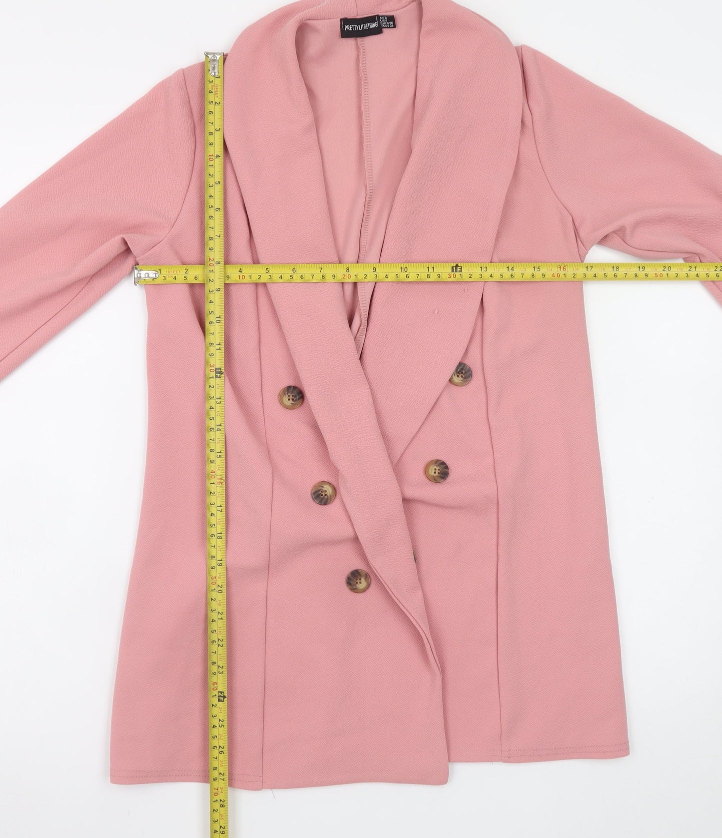 PrettyLittleThing Women’s Pink Double-Breasted Shawl Collar Blazer UK 8