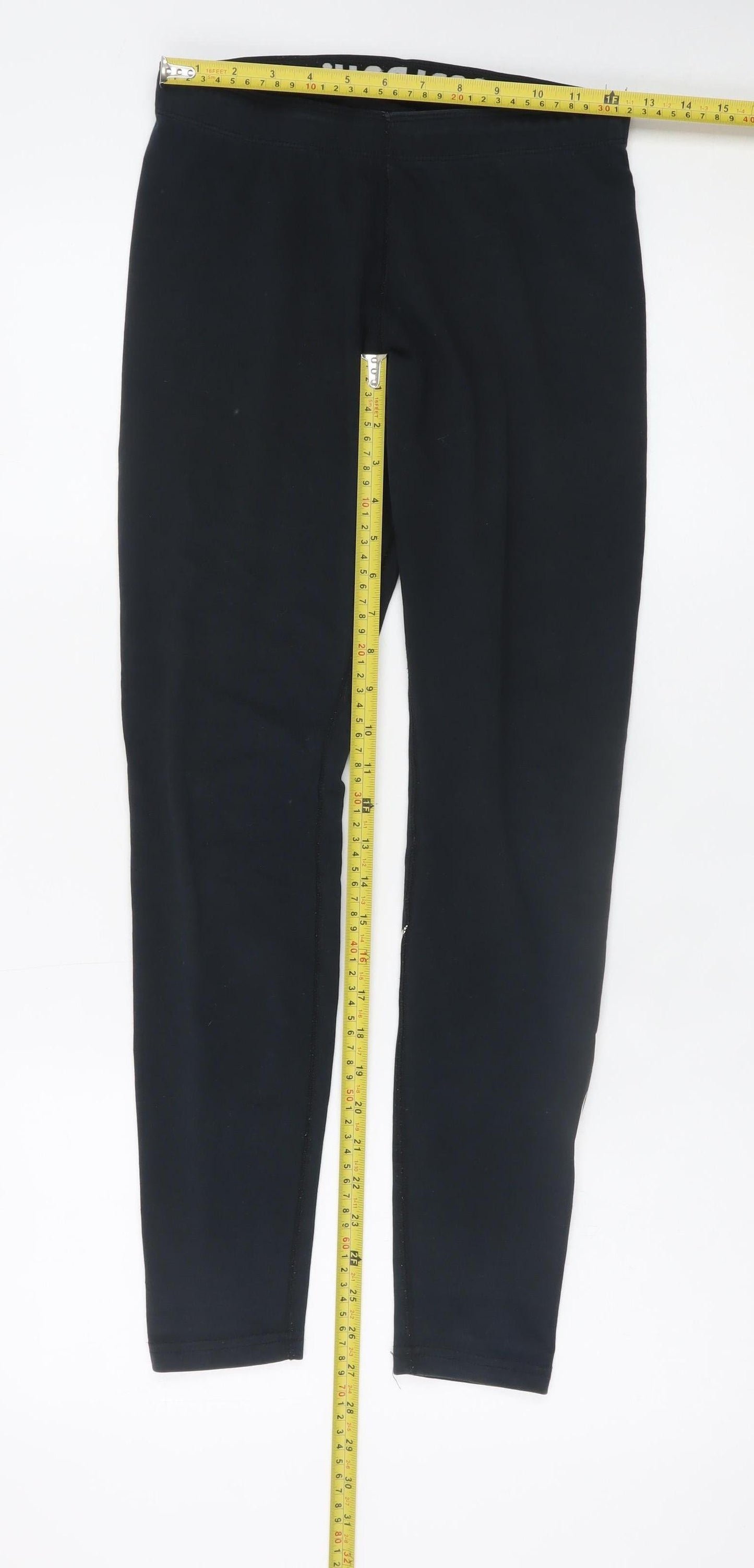 Nike Women's Black Mid-Rise Cotton Stretch Logo Leggings M