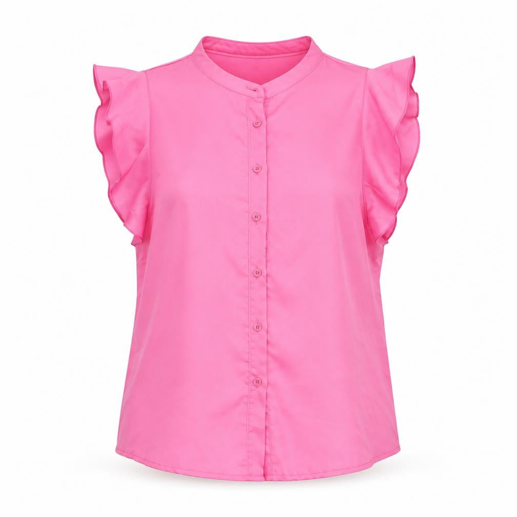 Rowen Avenue Women’s Pink Ruffle Sleeveless Blouse Size S