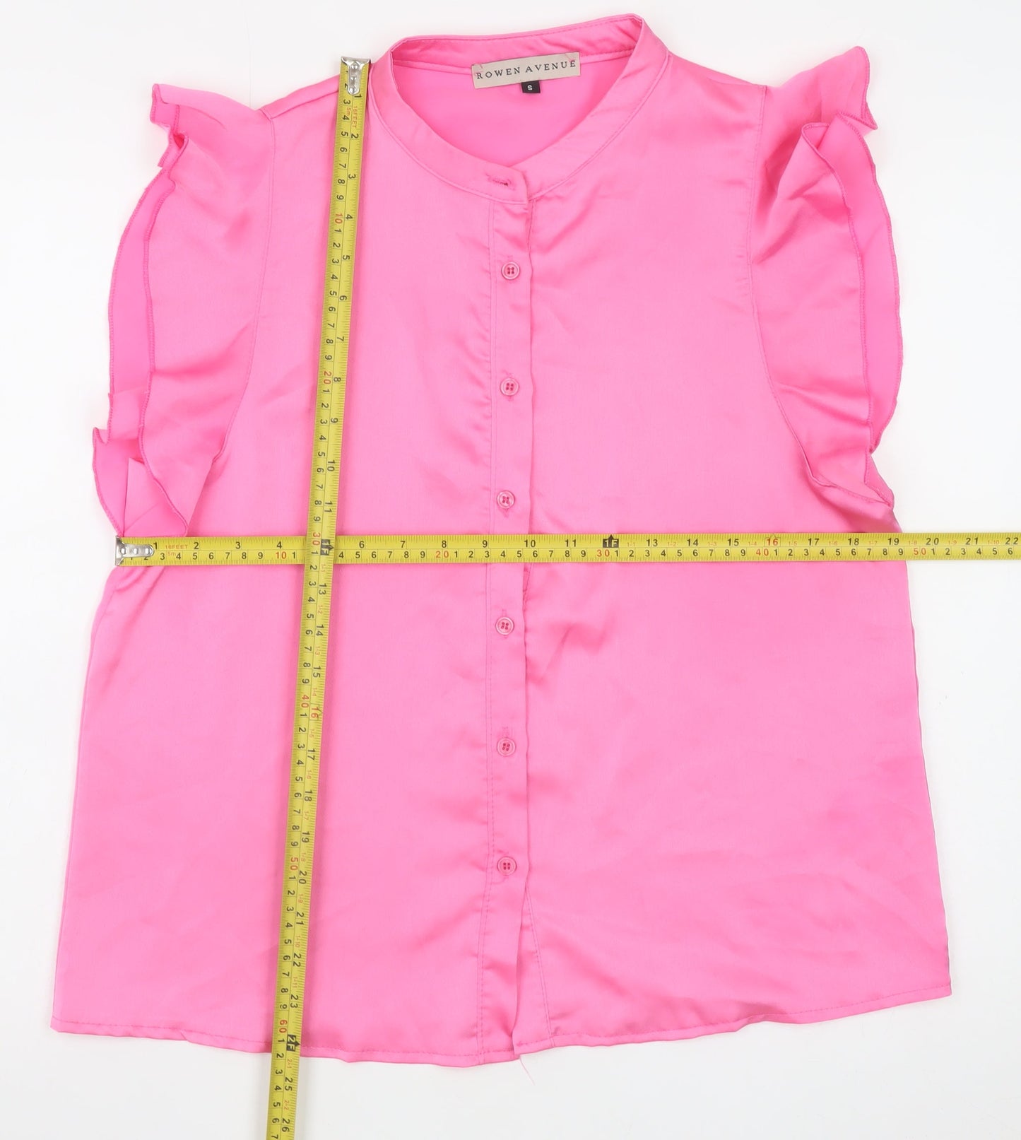 Rowen Avenue Women’s Pink Ruffle Sleeveless Blouse Size S