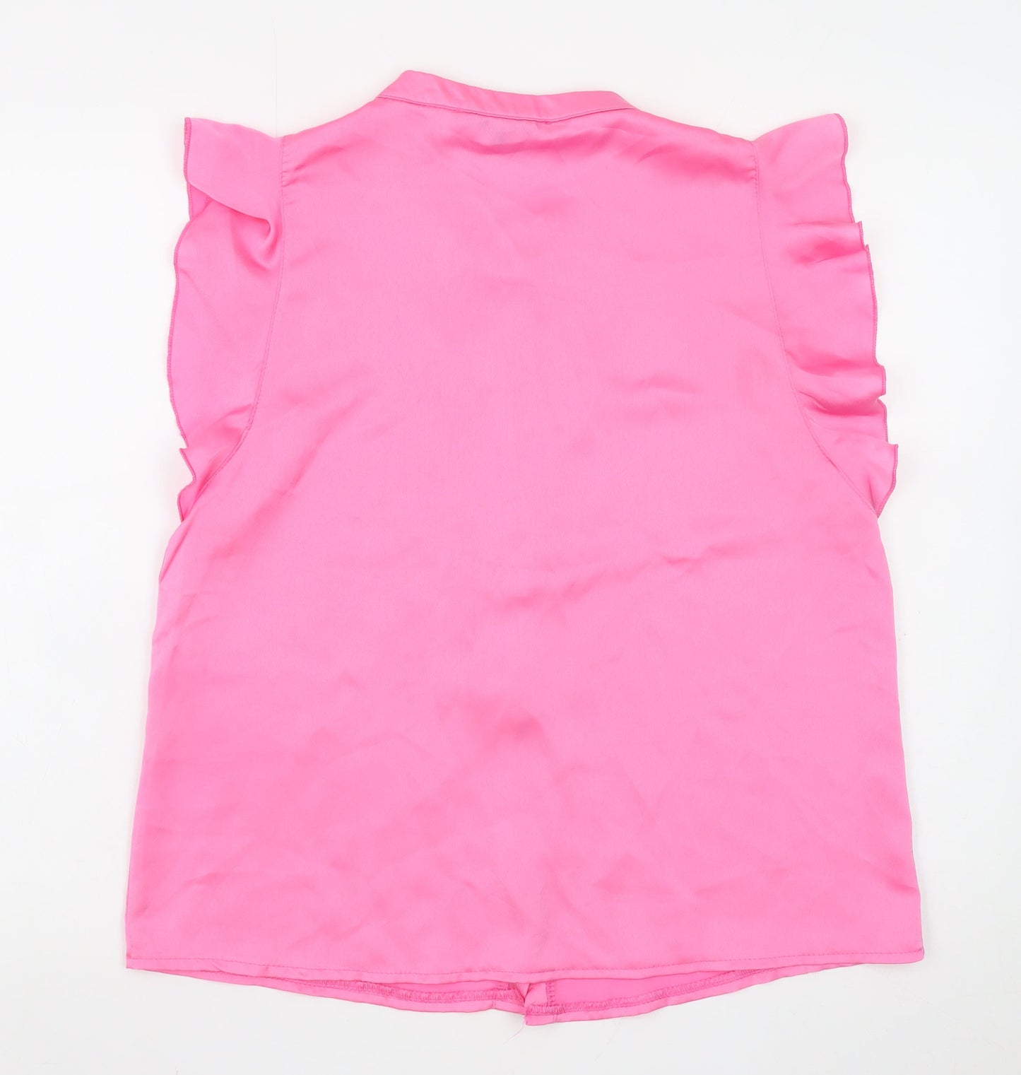 Rowen Avenue Women’s Pink Ruffle Sleeveless Blouse Size S