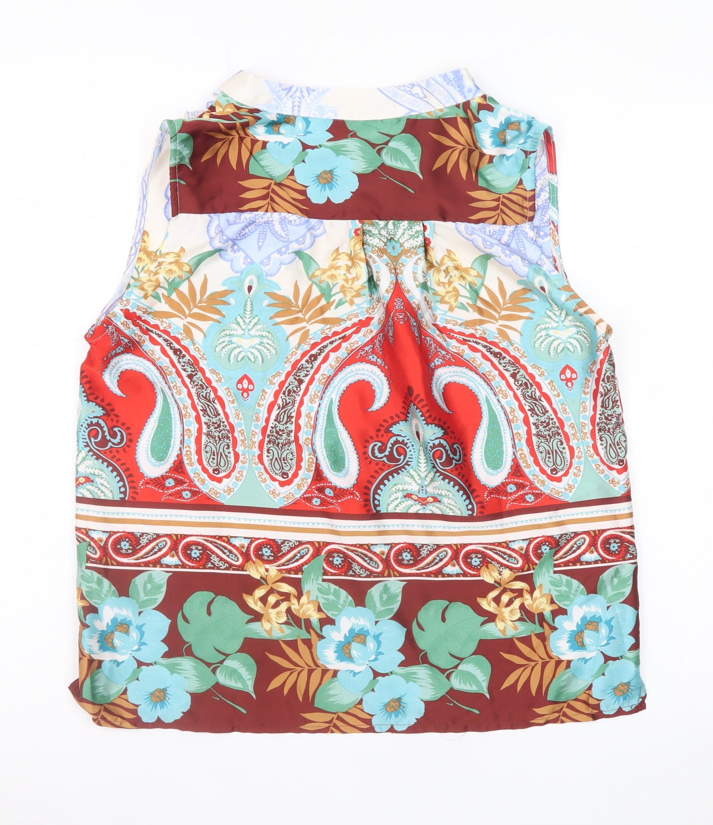 Sophylline Women’s Multicoloured Paisley Floral Sleeveless Tunic Blouse M