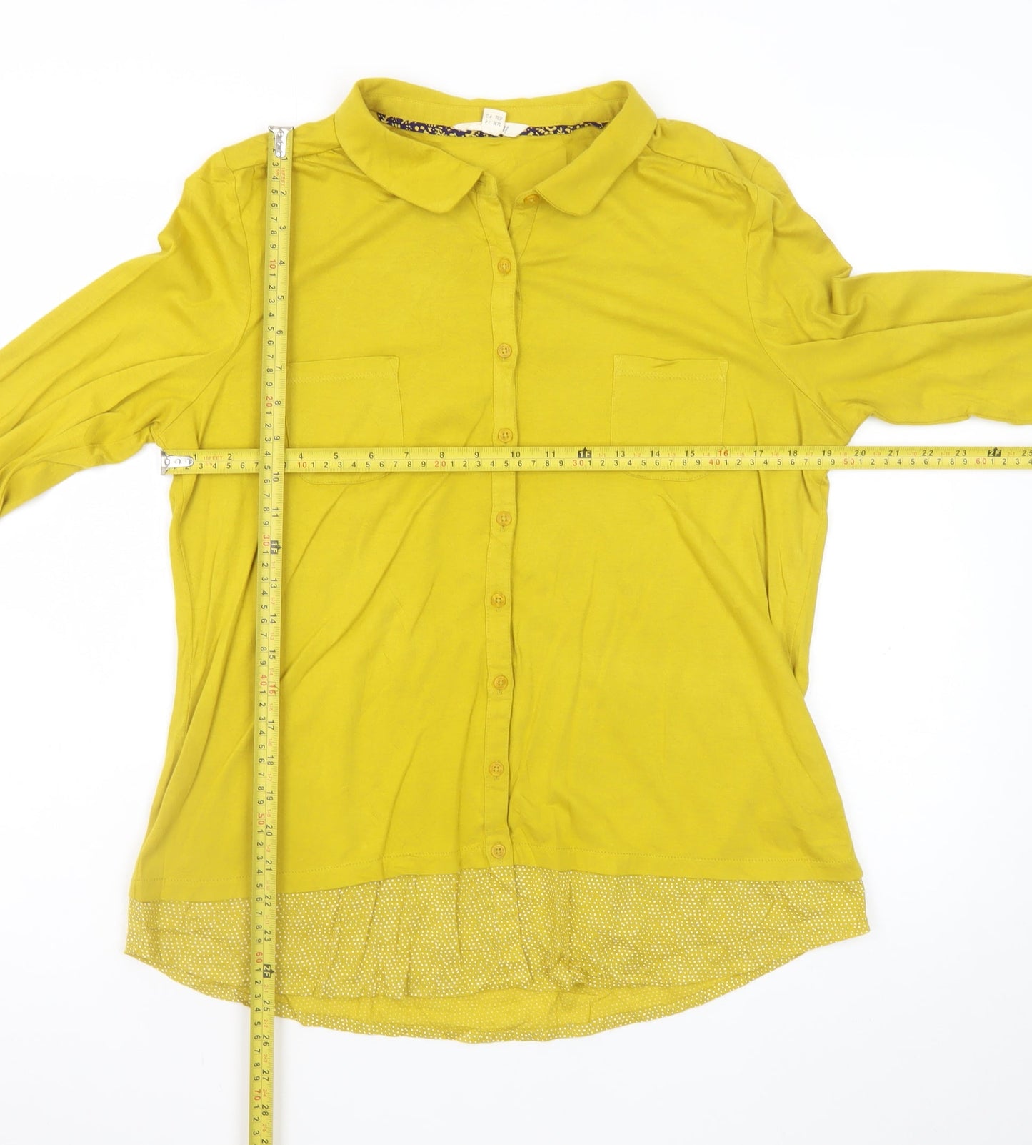White Stuff Womens Yellow Button-Up Collared Long Sleeve Shirt UK 14