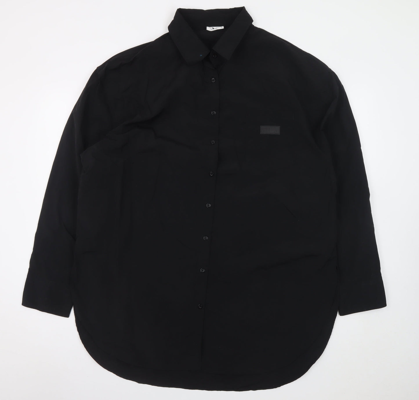 FILA Men's Black Long Sleeve Nylon Button-Up Shirt Size 20