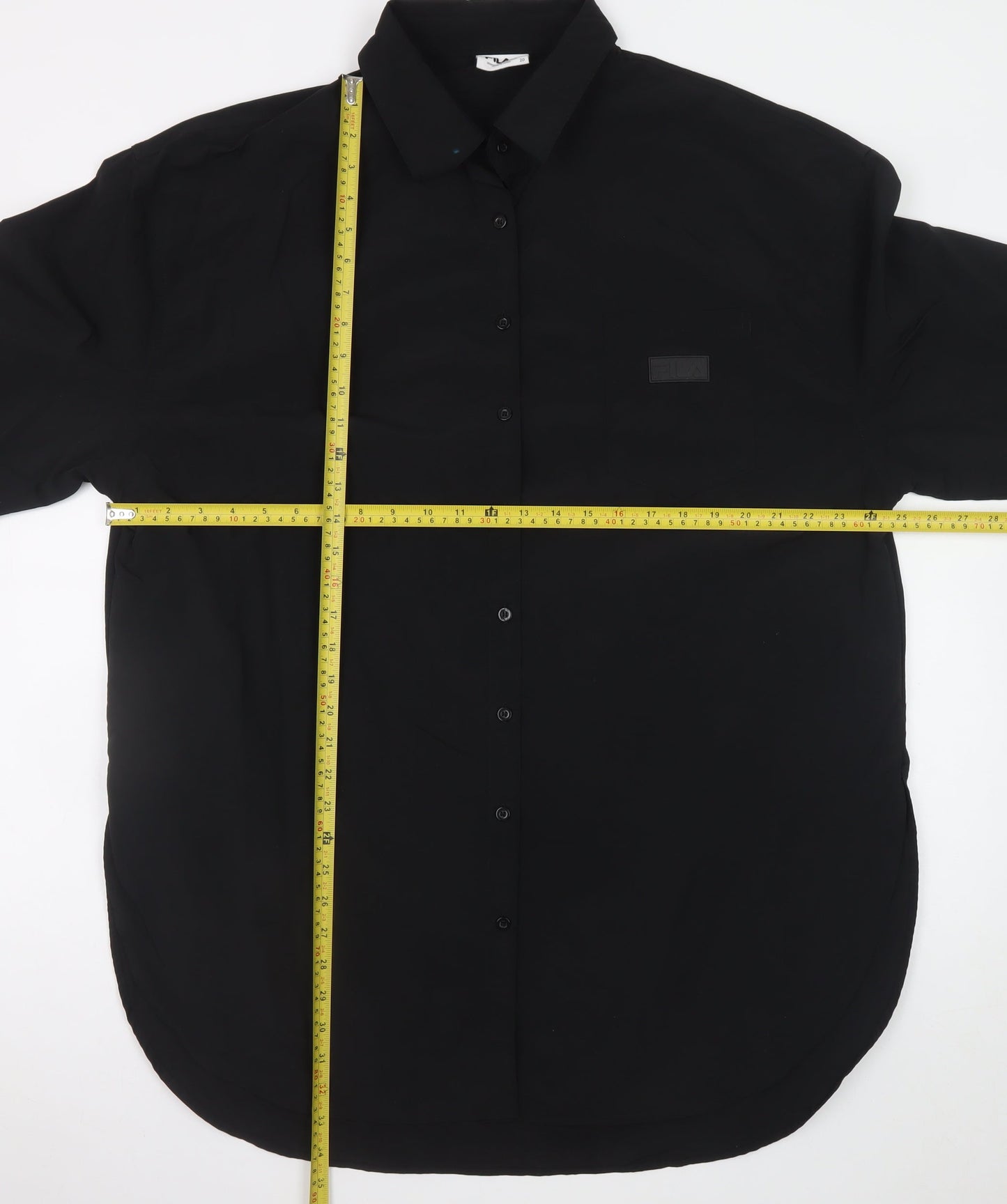 FILA Men's Black Long Sleeve Nylon Button-Up Shirt Size 20