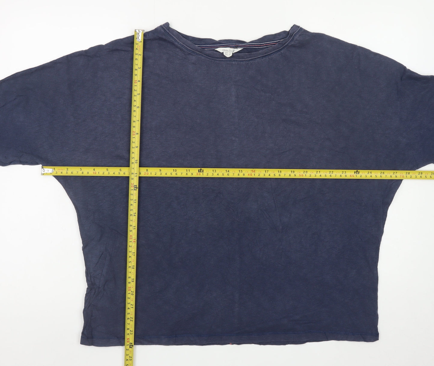 White Stuff Women Blue Striped Jersey Cotton 3/4 Sleeve T-Shirt UK 16