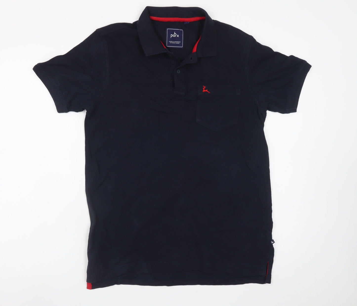 Parx Men's Black Cotton Polo Shirt M Short Sleeve Casual