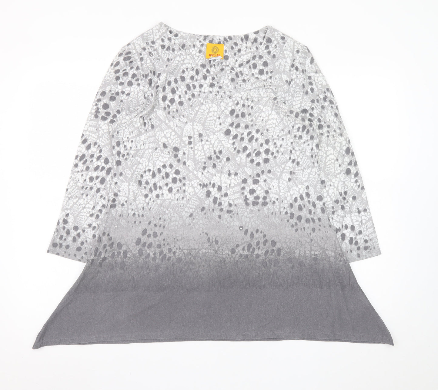 Ruby Rd. Women’s Grey Tunic Blouse Small 3/4 Sleeve Animal Print