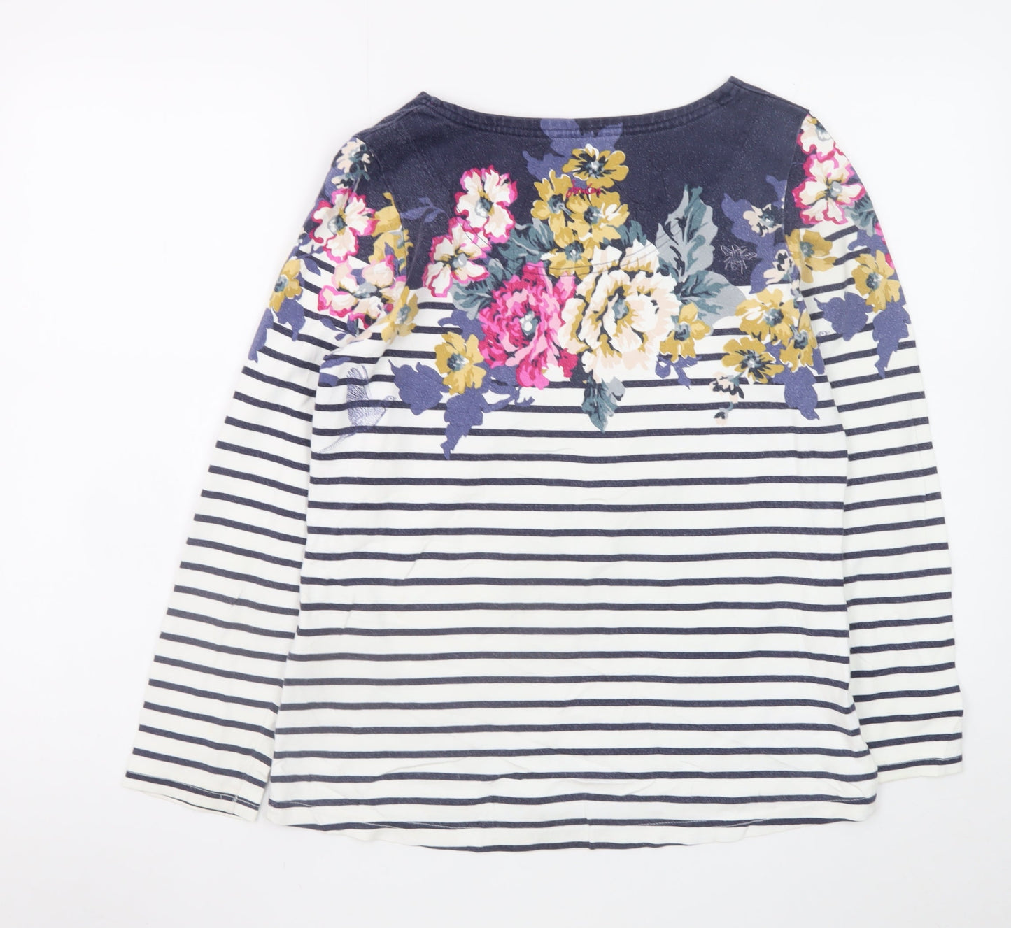 Joules Womens Multicoloured Stripe Floral Cotton Long Sleeve T-Shirt UK 12