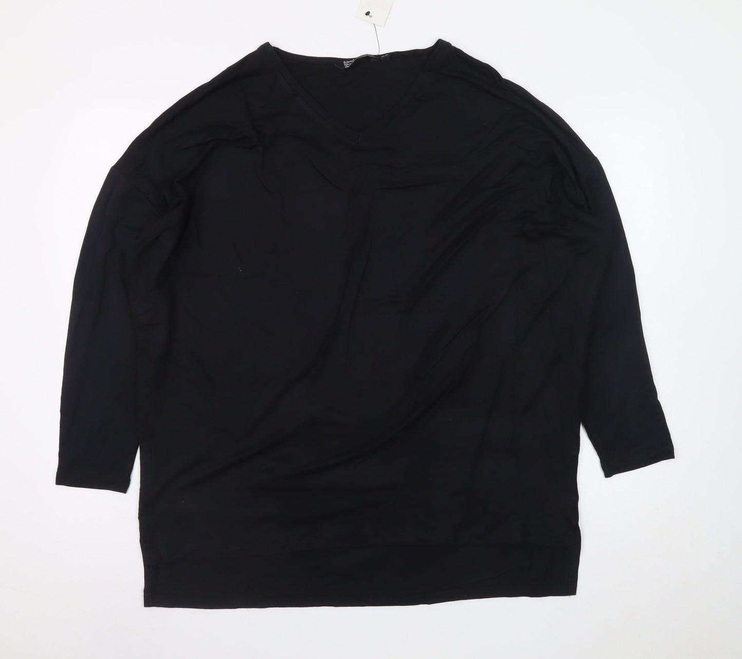 Friends Like These Womens Black Viscose V-Neck Relaxed Blouse UK 12