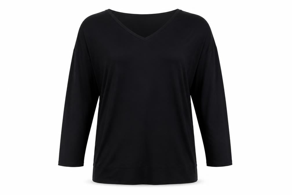 Friends Like These Womens Black Viscose V-Neck Relaxed Blouse UK 12