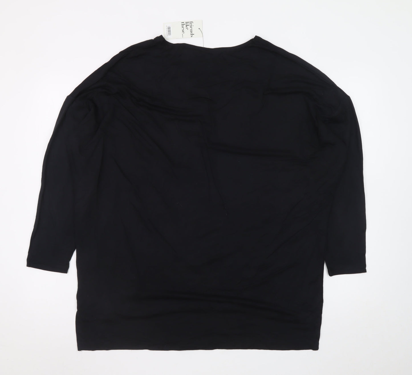 Friends Like These Womens Black Viscose V-Neck Relaxed Blouse UK 12