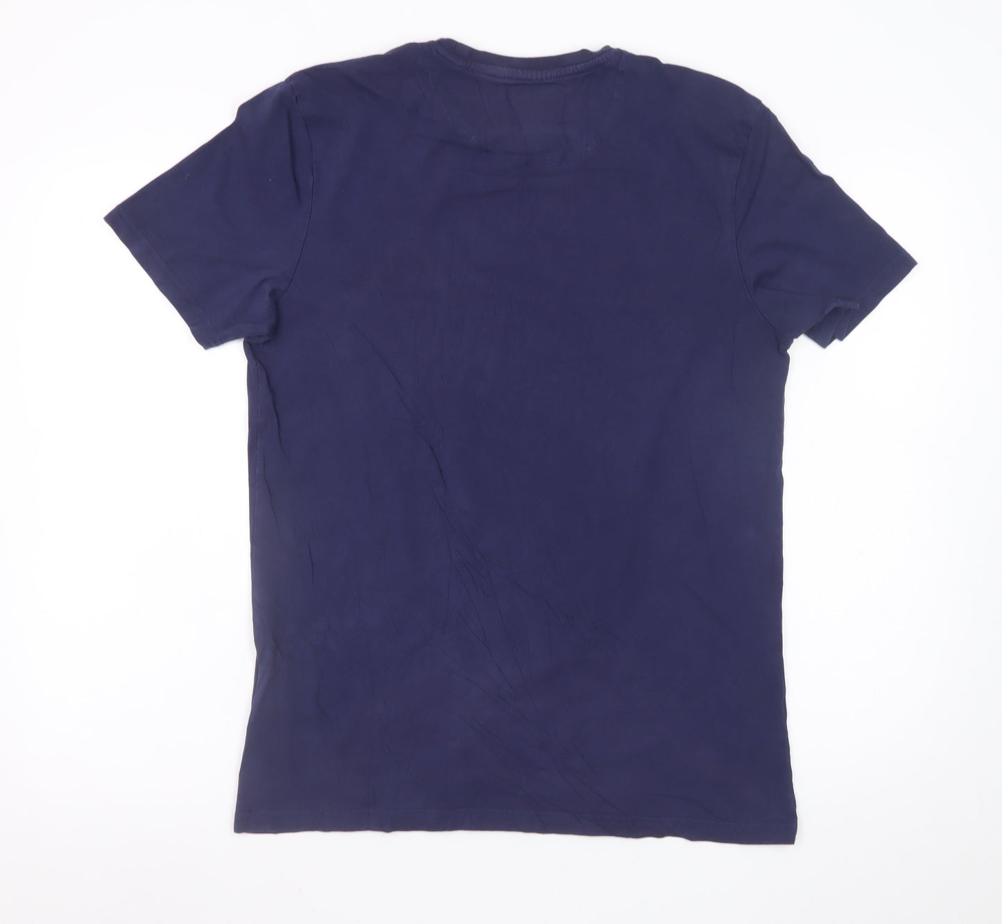 Lyle & Scott Men's Blue Colourblock Pocket Cotton T-Shirt Size M