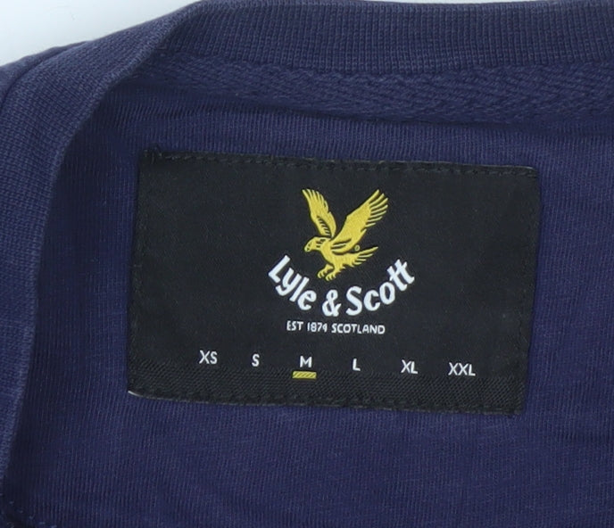 Lyle & Scott Men's Blue Colourblock Pocket Cotton T-Shirt Size M