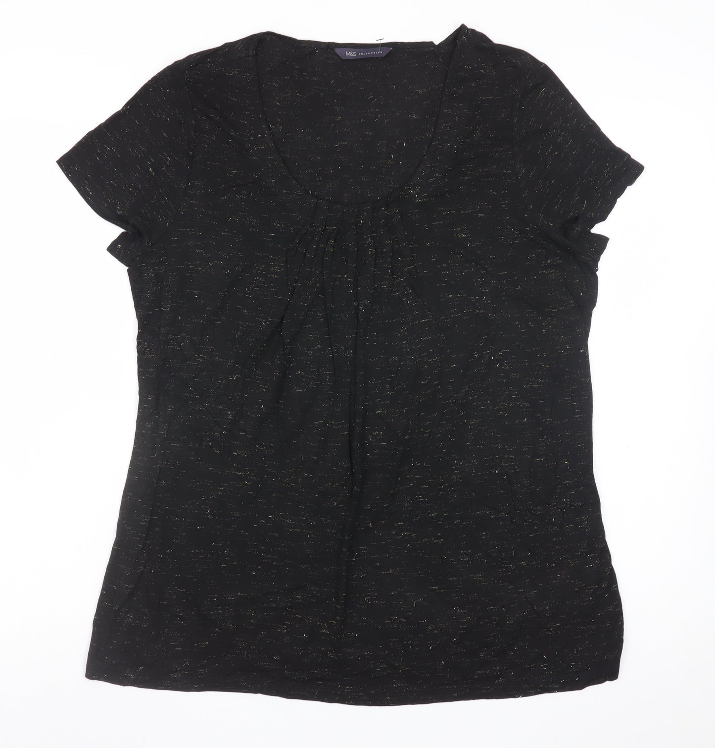 Marks and Spencer Womens Black Short Sleeve Scoop Neck T-Shirt Size 14