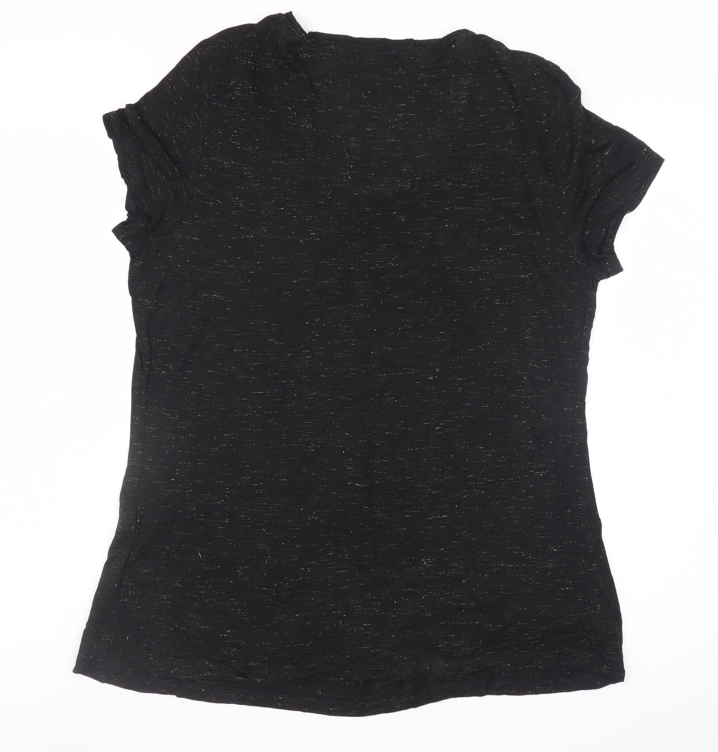 Marks and Spencer Womens Black Short Sleeve Scoop Neck T-Shirt Size 14