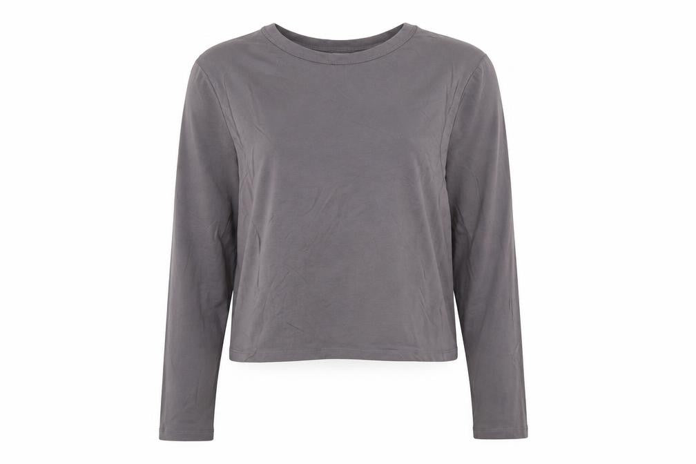 Collusion Women Grey Long Sleeve Cotton Blend Basic T-Shirt Size 20