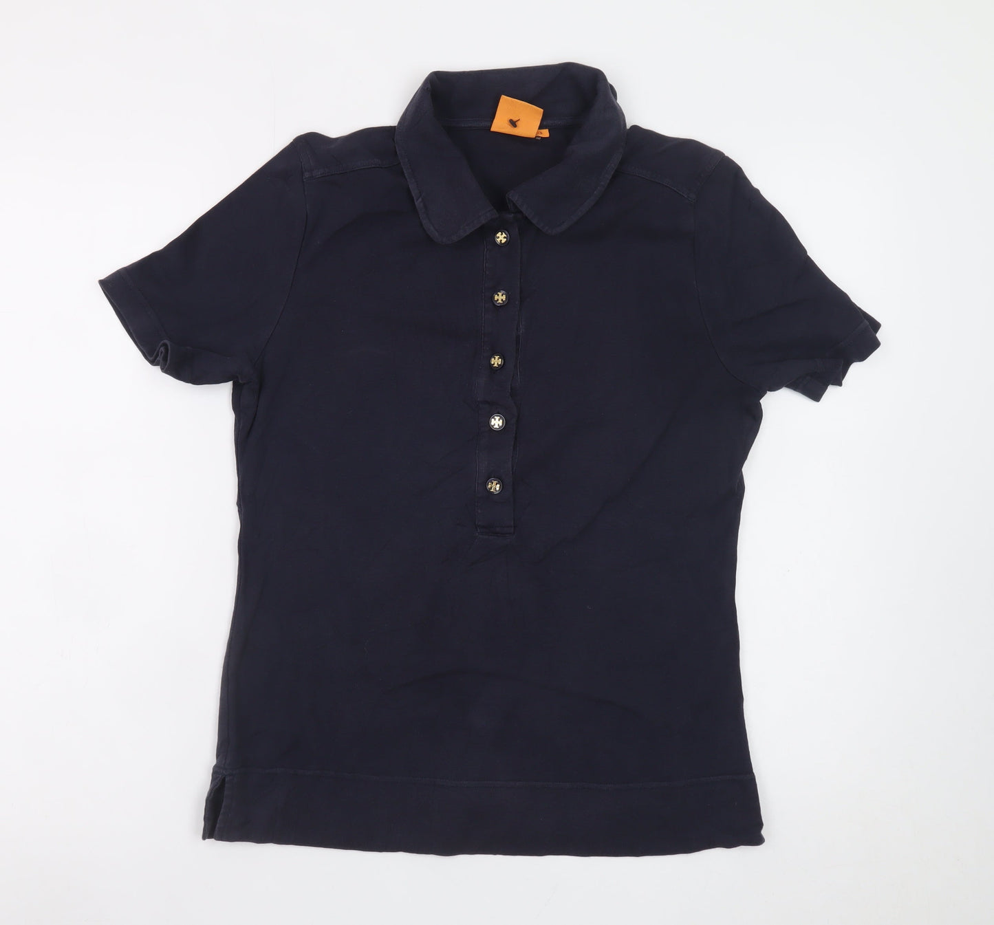 Tory Burch Women’s Blue Cotton Collared Short Sleeve Polo Shirt Size L