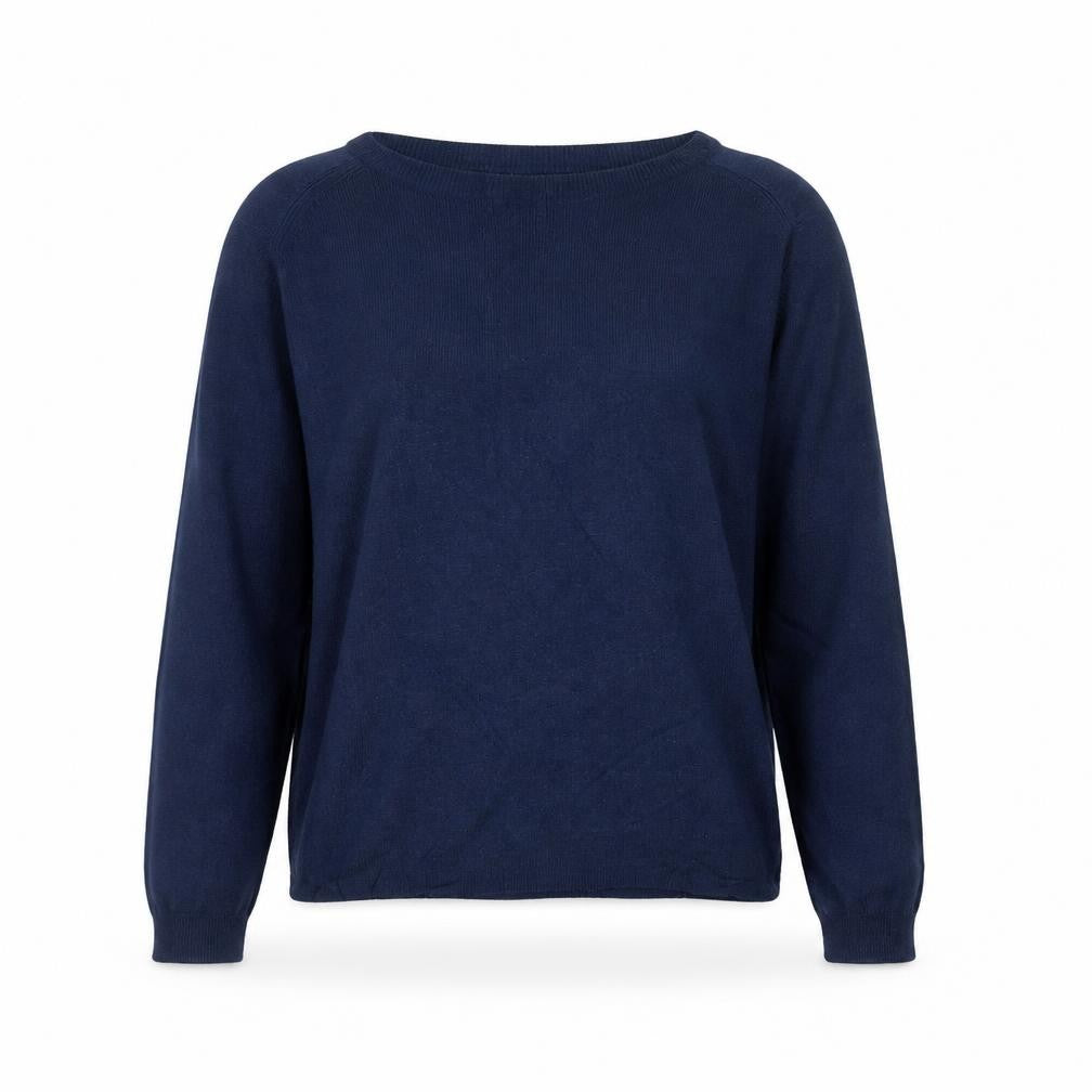 Mango Women’s Blue Crew Neck Cotton Blend Pullover Jumper Size 8