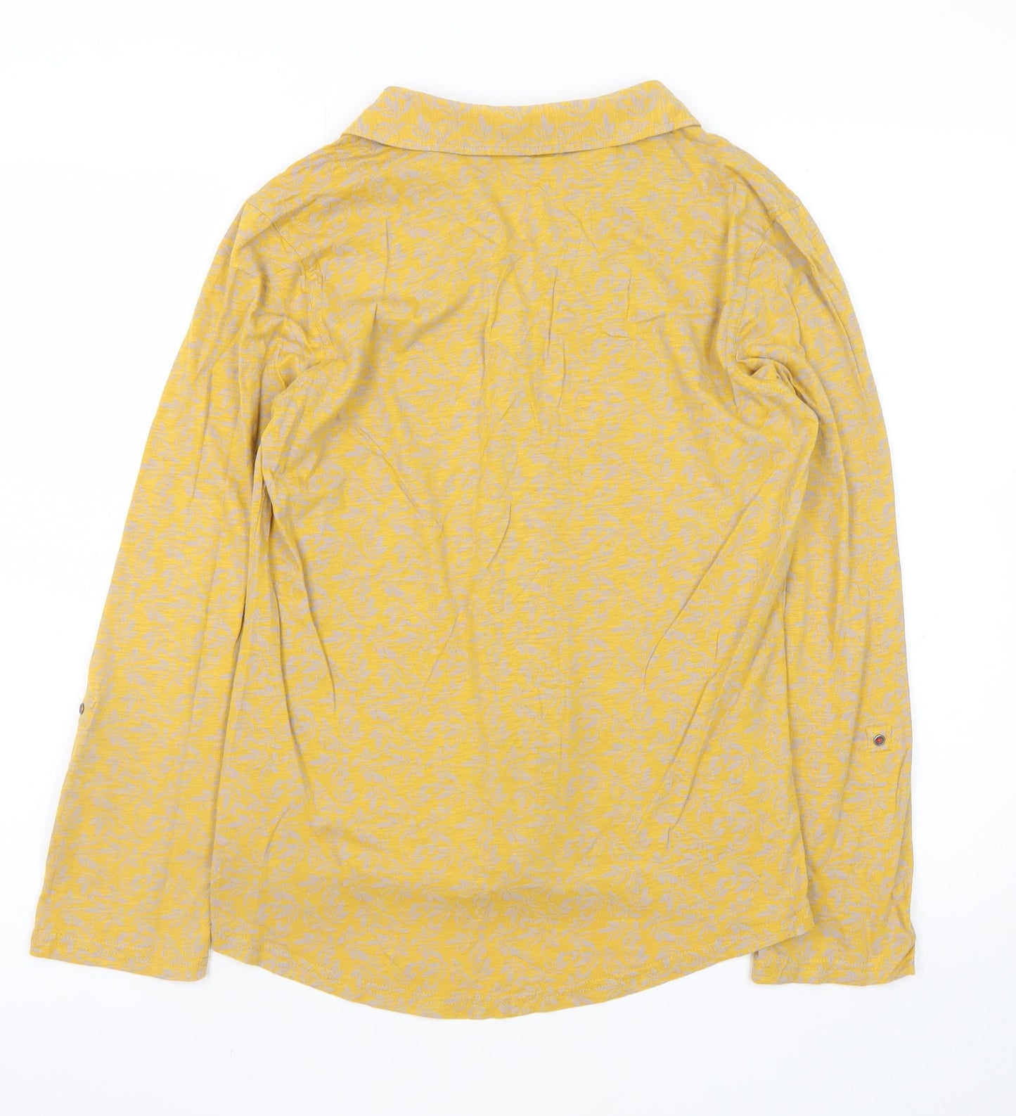 White Stuff Women's Yellow Floral Cotton Button-Up Shirt UK 12