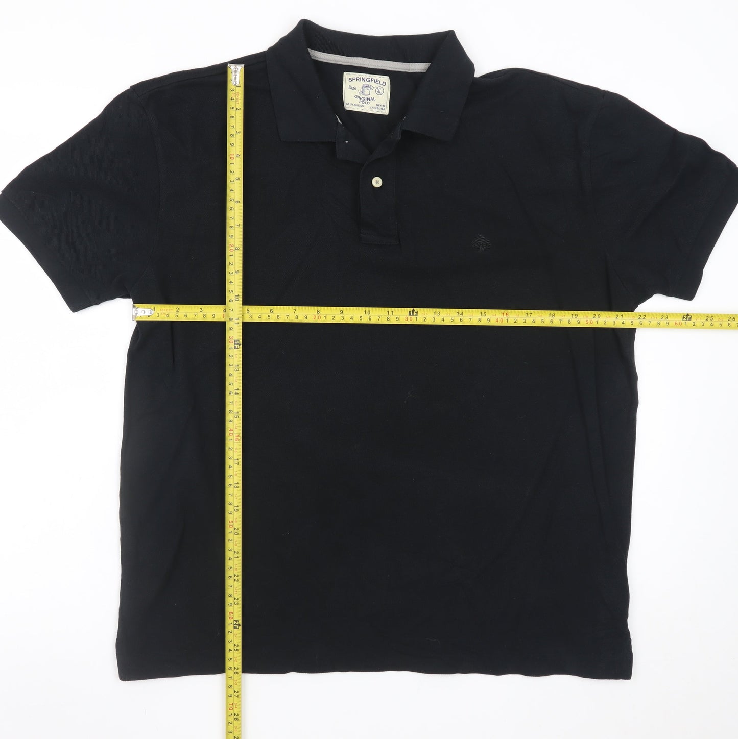 Springfield Men's Black XL Cotton Polo Shirt Classic Fit