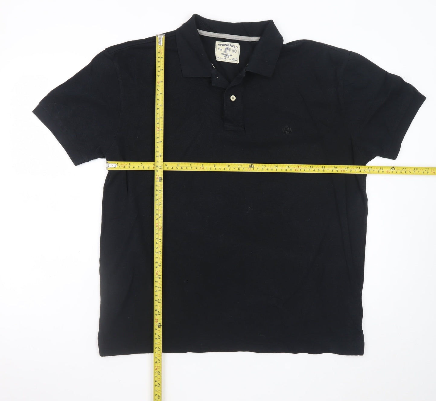 Springfield Men's Black XL Cotton Polo Shirt Classic Fit