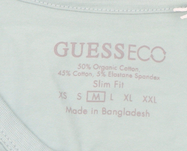 Guess Eco Men’s Mint Green Slim Fit Cotton Blend T-Shirt M