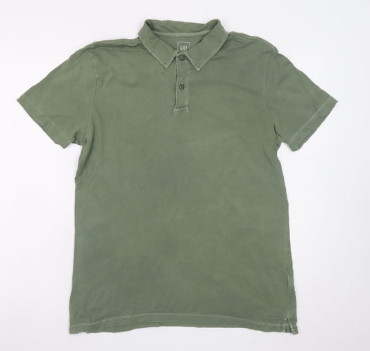 GAP Men's Green Short Sleeve Cotton Polo Shirt Size M