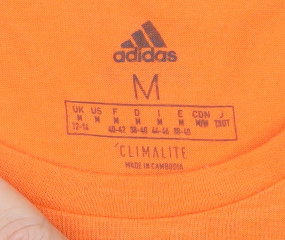 Adidas Men's Orange Climalite Graphic T-Shirt Size M Polyester Blend