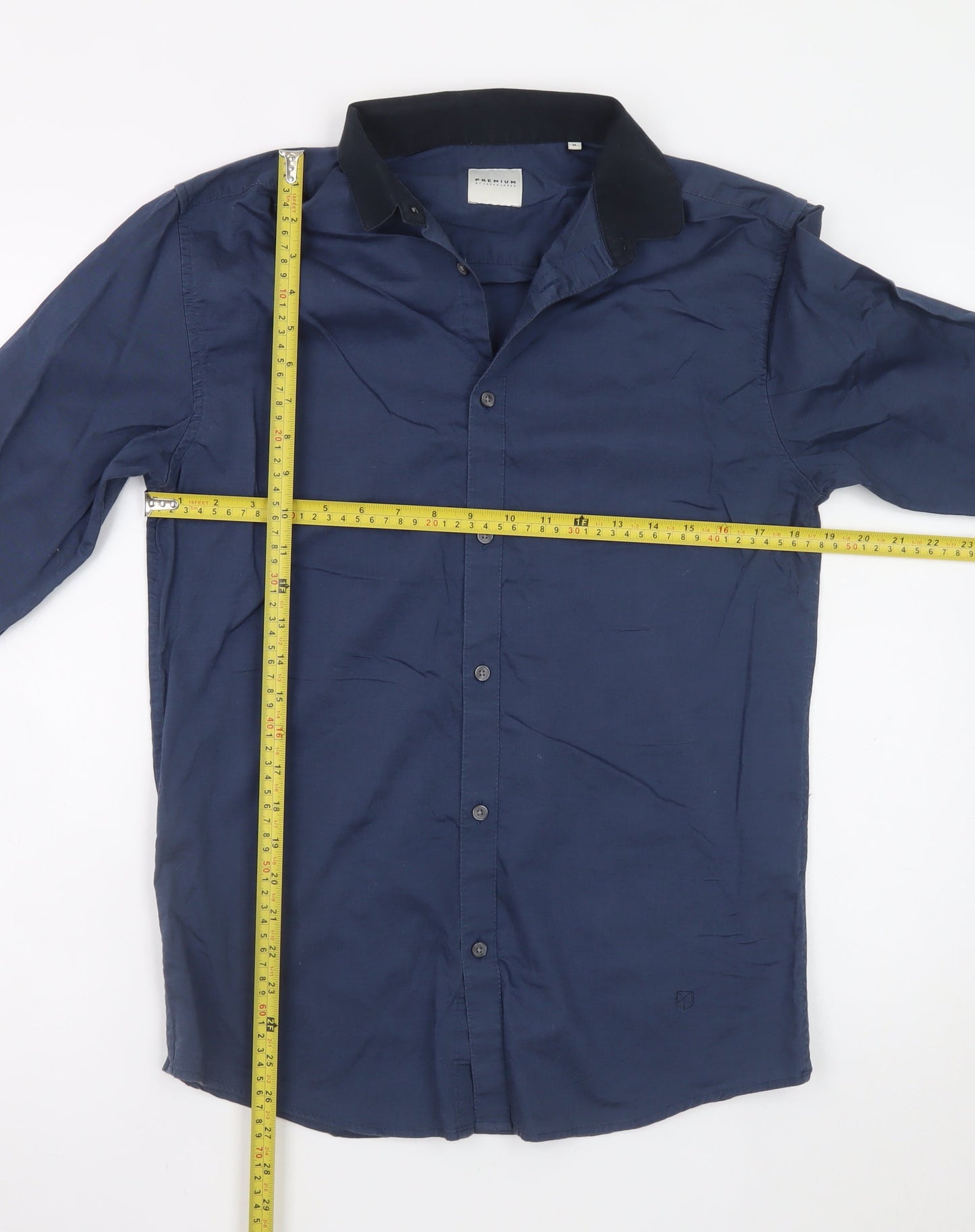 Jack & Jones Men’s Blue Slim Fit Long Sleeve Button-Up Shirt Size M
