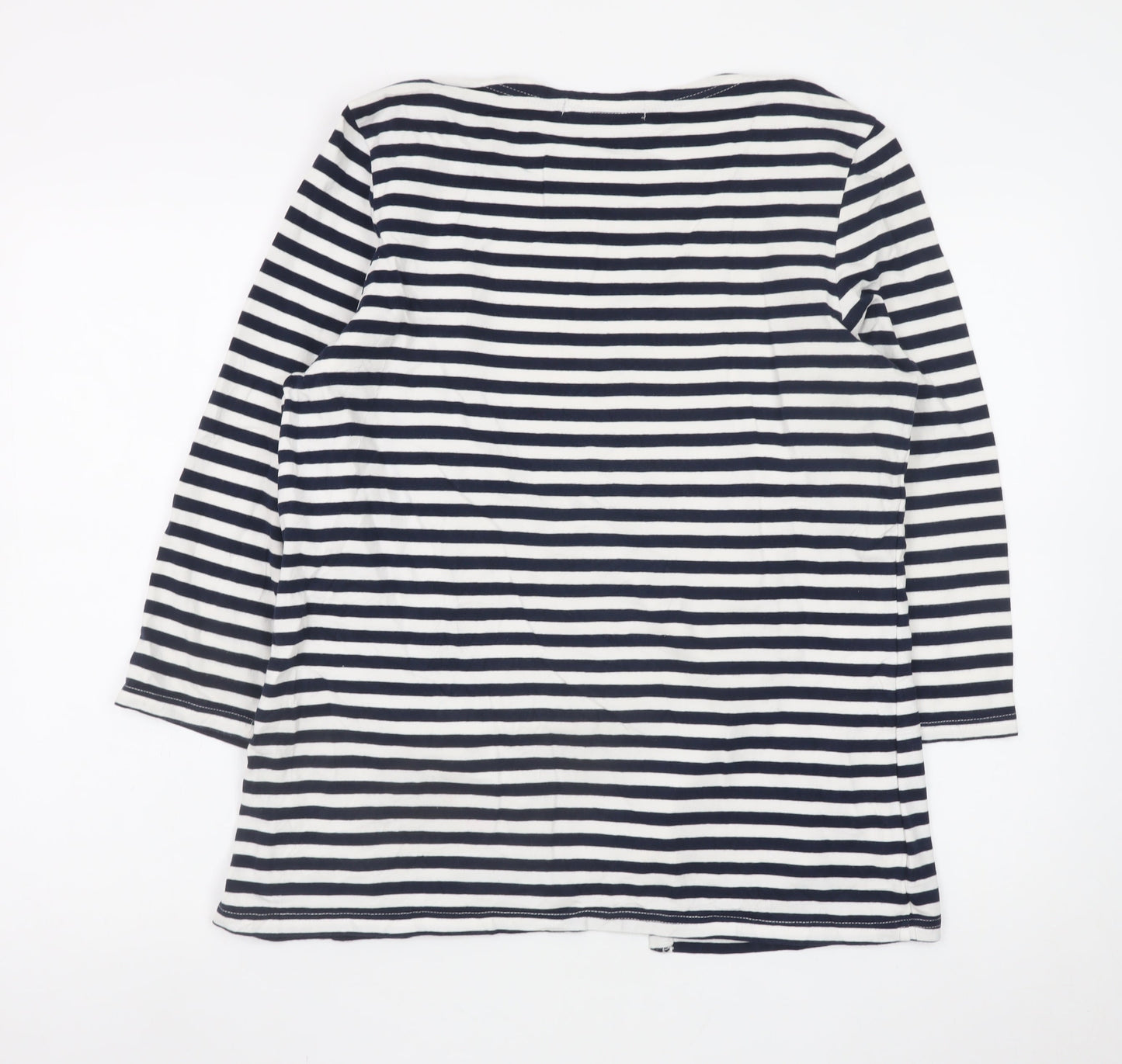 Jessica Graaf Women’s Blue Striped 3/4 Sleeve Nautical T-Shirt L