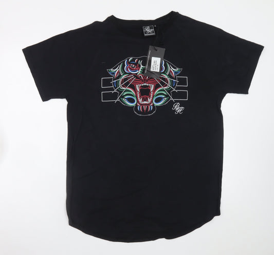 Beck & Hersey Men's Black XL Cotton Graphic Tiger T-Shirt