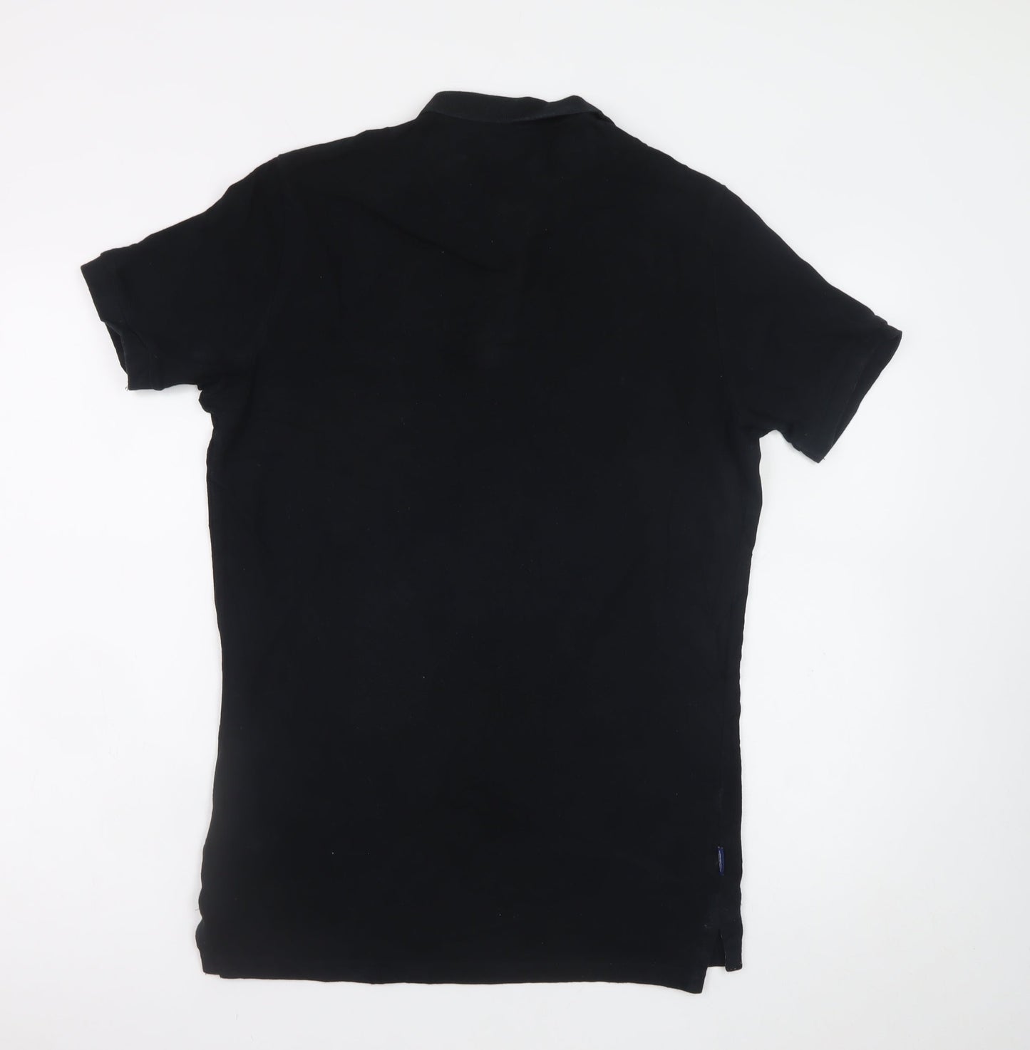 Superdry Men's Black Slim Fit Polo Shirt Size S Cotton Embroidered Logo