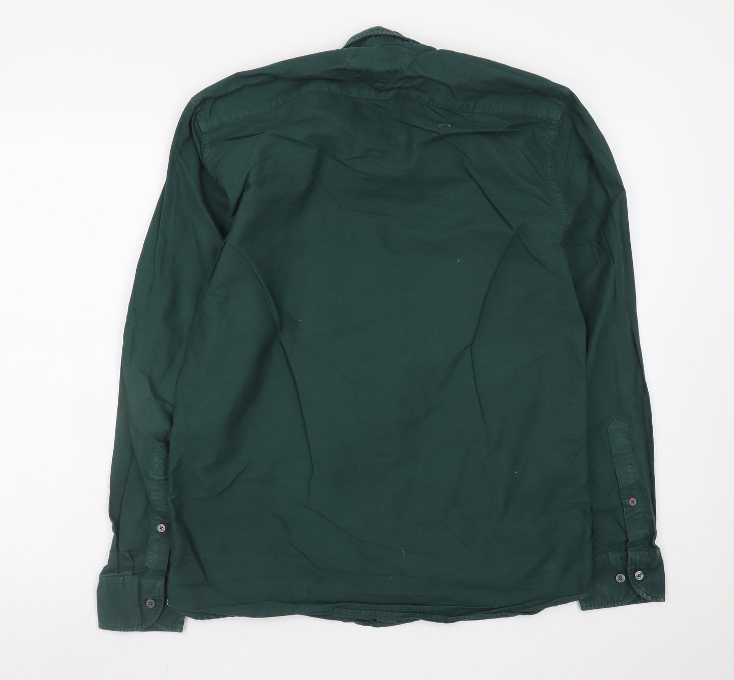 Tommy Hilfiger Men's Green Cotton Button-Up Shirt Size S Regular Fit
