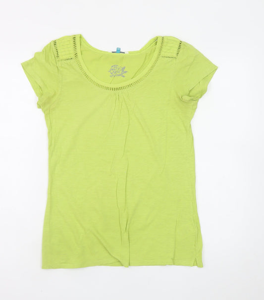 White Stuff Women's Green Cotton Short Sleeve Scoop Neck T-Shirt Size 10