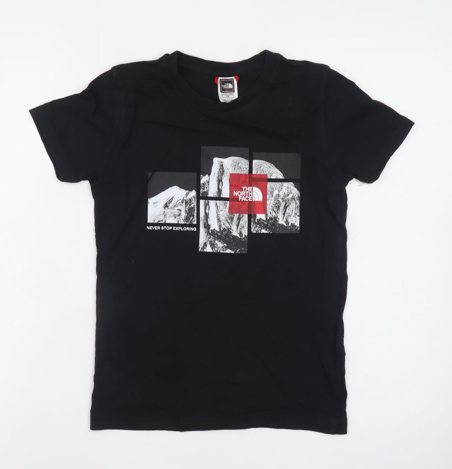 The North Face Boys Black Cotton Graphic T-Shirt L Youth Outdoor Casual