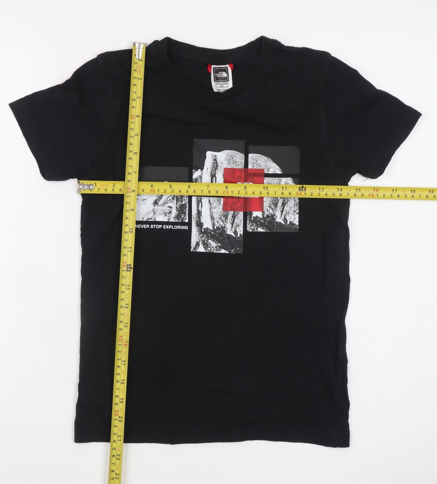 The North Face Boys Black Cotton Graphic T-Shirt L Youth Outdoor Casual