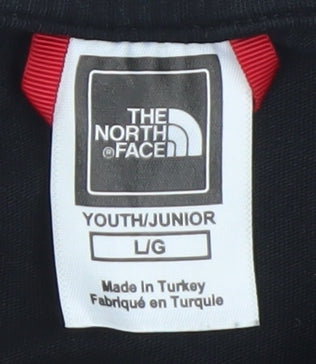 The North Face Boys Black Cotton Graphic T-Shirt L Youth Outdoor Casual