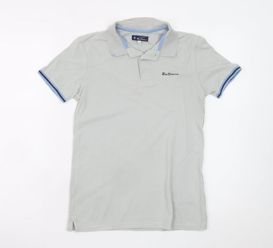 Ben Sherman Boys Grey Cotton Polo Shirt 12-13 Years Short Sleeve Logo